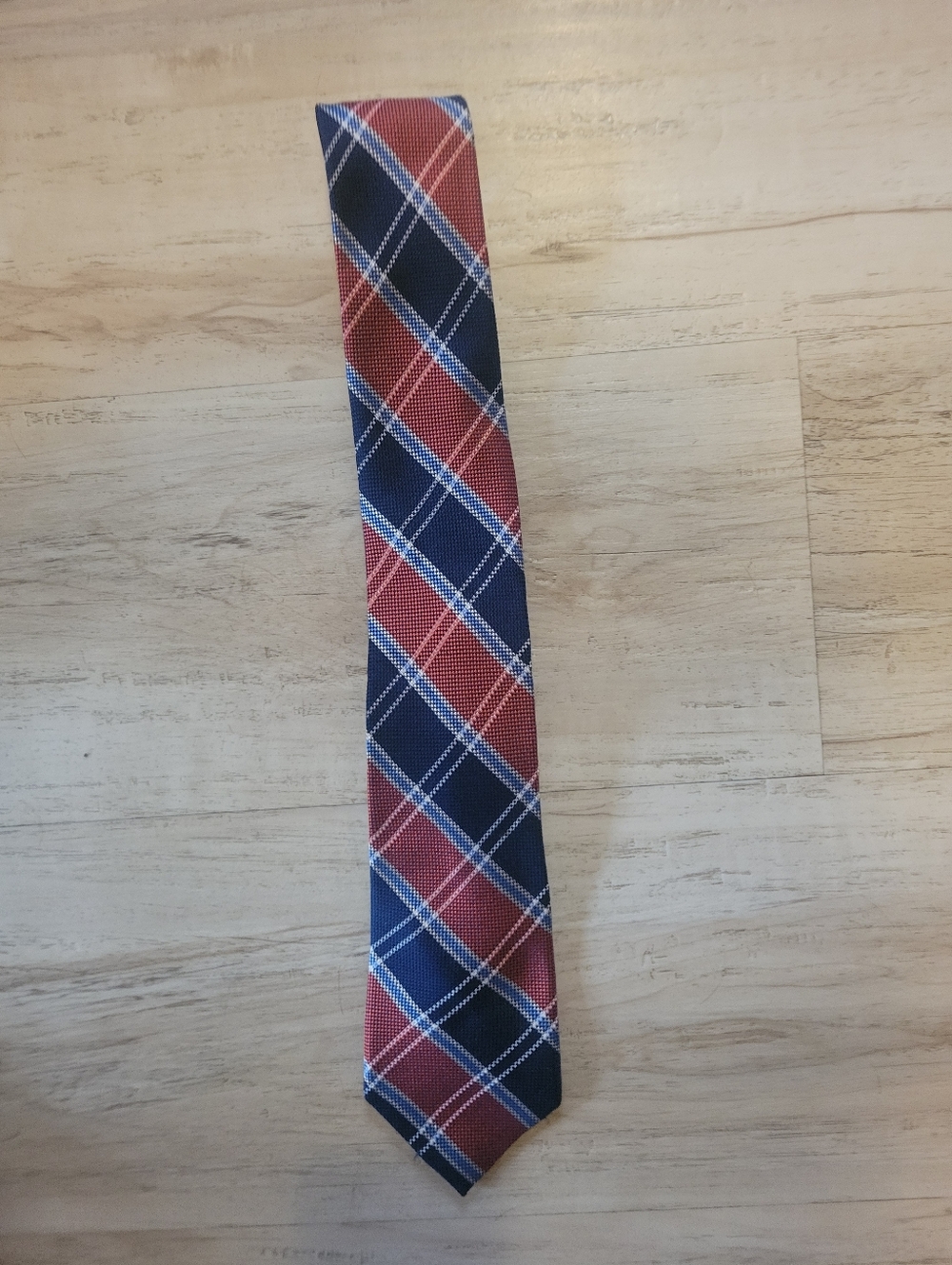 Nautica Red & Navy Plaid Men's Tie